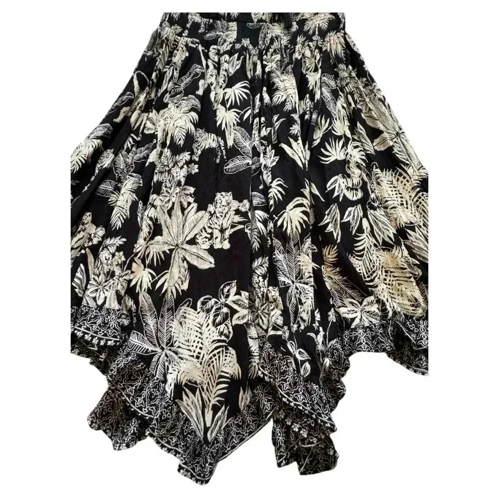 NWT Lola P Black Tan Sleeveless Stress Tropical Zoo Animal Print Dress Size M - Picture 10 of 16